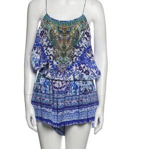Camilla Silk Blue Printed & Beaded Romper size 1